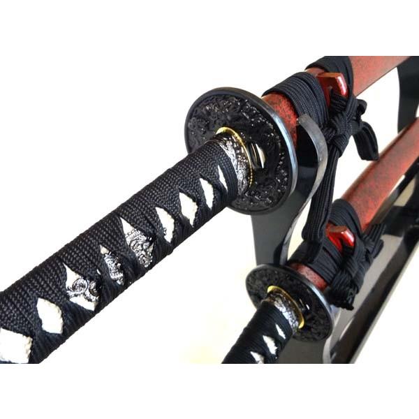 美術刀赤石目セット台座付き模造刀