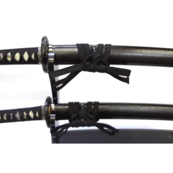 模造刀 美術刀 軽いアルミ刀身 黒石目（大刀・小刀セット） 掛け台なし