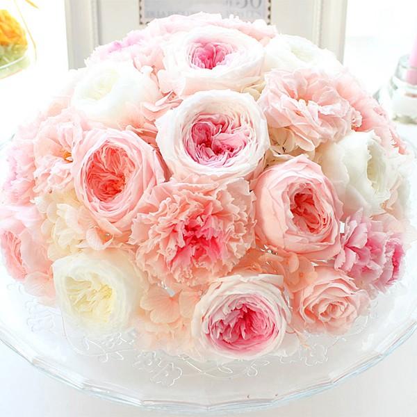 プリザーブドフラワーガラスドーム入り花束アレンジ セレブレートミルフィーユ 花束　ギフト　お祝い　誕生日　結婚　母の日　プレゼント　SWEET/送料無料