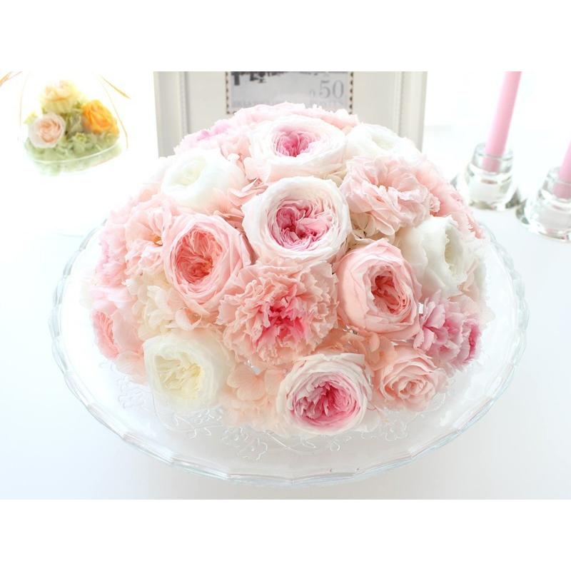プリザーブドフラワーガラスドーム入り花束アレンジ  セレブレートミルフィーユ 花束　ギフト　お祝い　誕生日　結婚　母の日　プレゼント　SWEET/送料無料