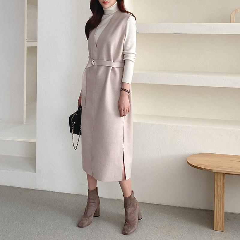 深vネックワンピース ノースリーブワンピース レディース スリット 秋 冬 デート服 Spintheearth 通販 Yahoo ショッピング