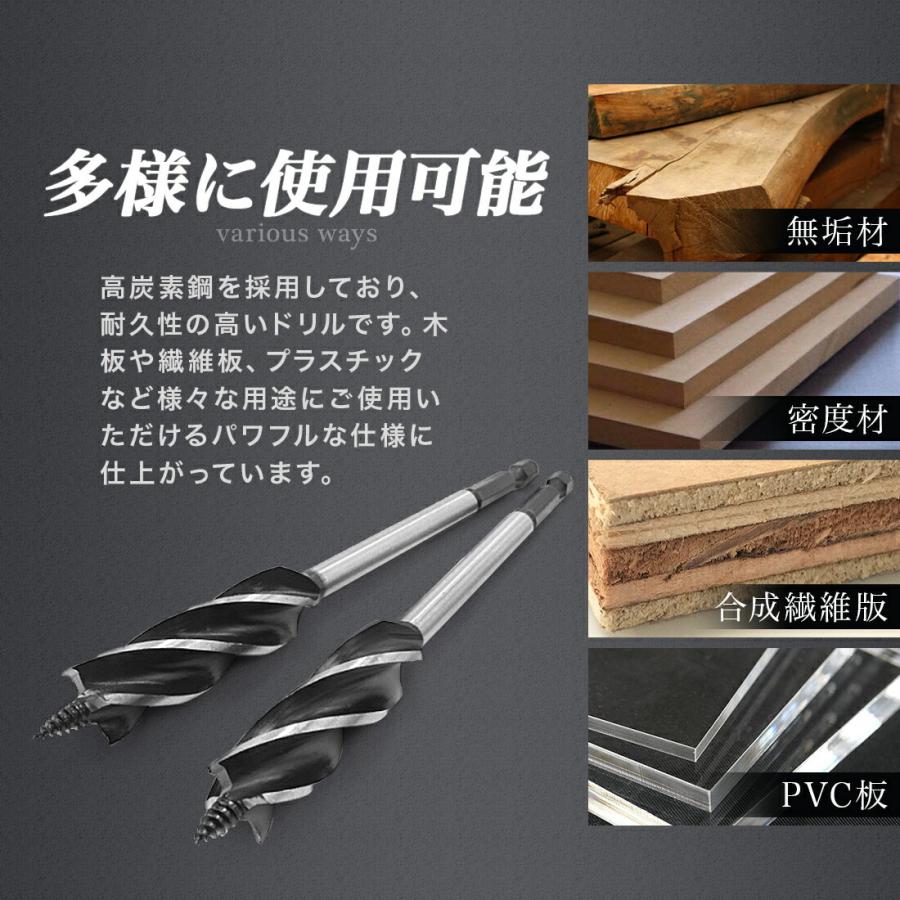 ShopXJ ロングビット 六角軸6.35mm 木工用 全長165mm 先三角ビット
