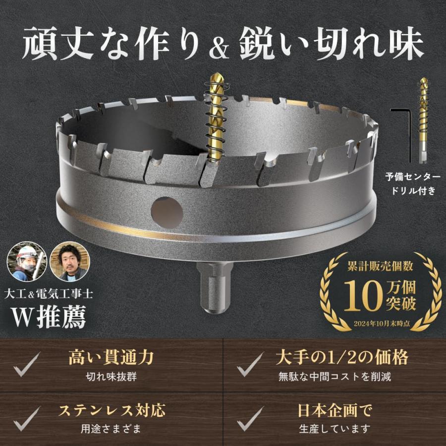 50mm 3個セット)超硬 ステンレス ホールソー 電動ドリル 50mm 3個セット)超硬 ステンレス ホールソー 電動ドリル