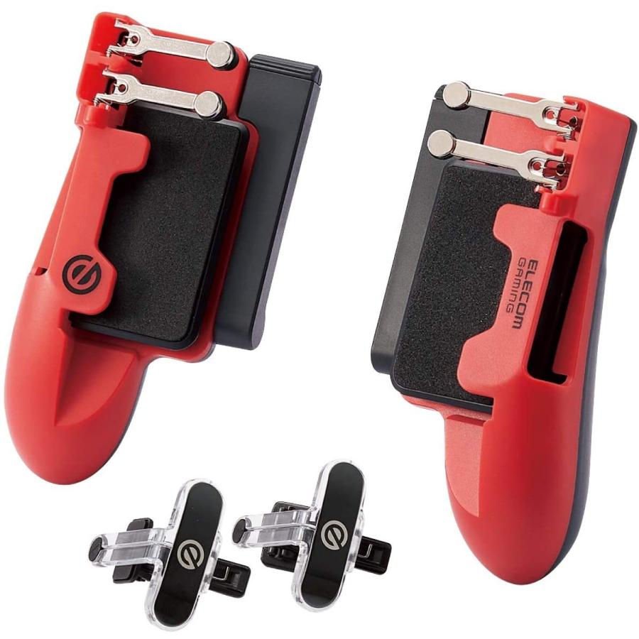 エレコム スマホゲーム タブレット 正規取扱店 コントローラー グリップ Fpsゲーム用 P Gmgt6 ダイレクトタッチボタン付属 6ボタン レッド