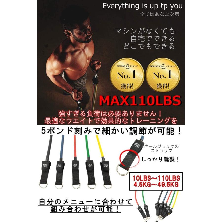 Amugis トレーニングチューブ 筋トレ チューブフィットネスバンド 天然ラテックス製 ヨガ リハビリ 予約販売 本 シェイプアップ 5本セット アタッチメント