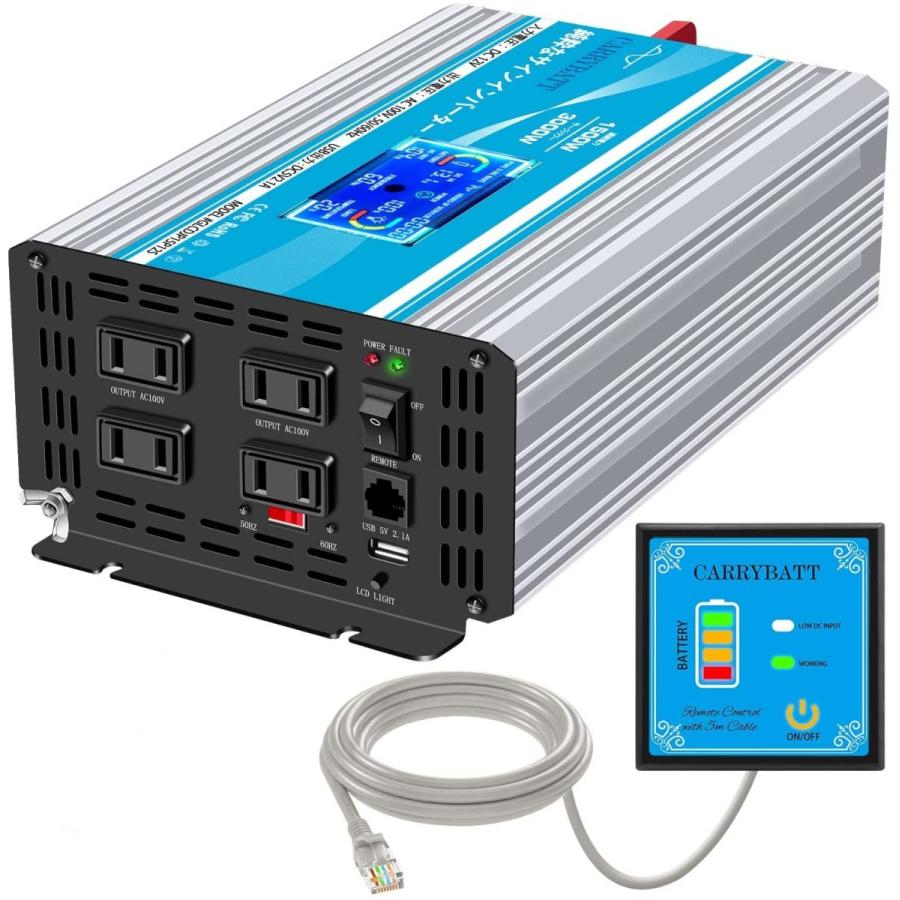 Carrybatt 1500w コンセント 4 純正弦波カーインバーター Dc12vをac100vに交換し Lcd表示画面 リモコン付き Av周辺機器 コンセント 4 2 ならショッピング ランキングや口コミも豊富なネット通販 更にお得なpaypay残高も スマホアプリも充実で