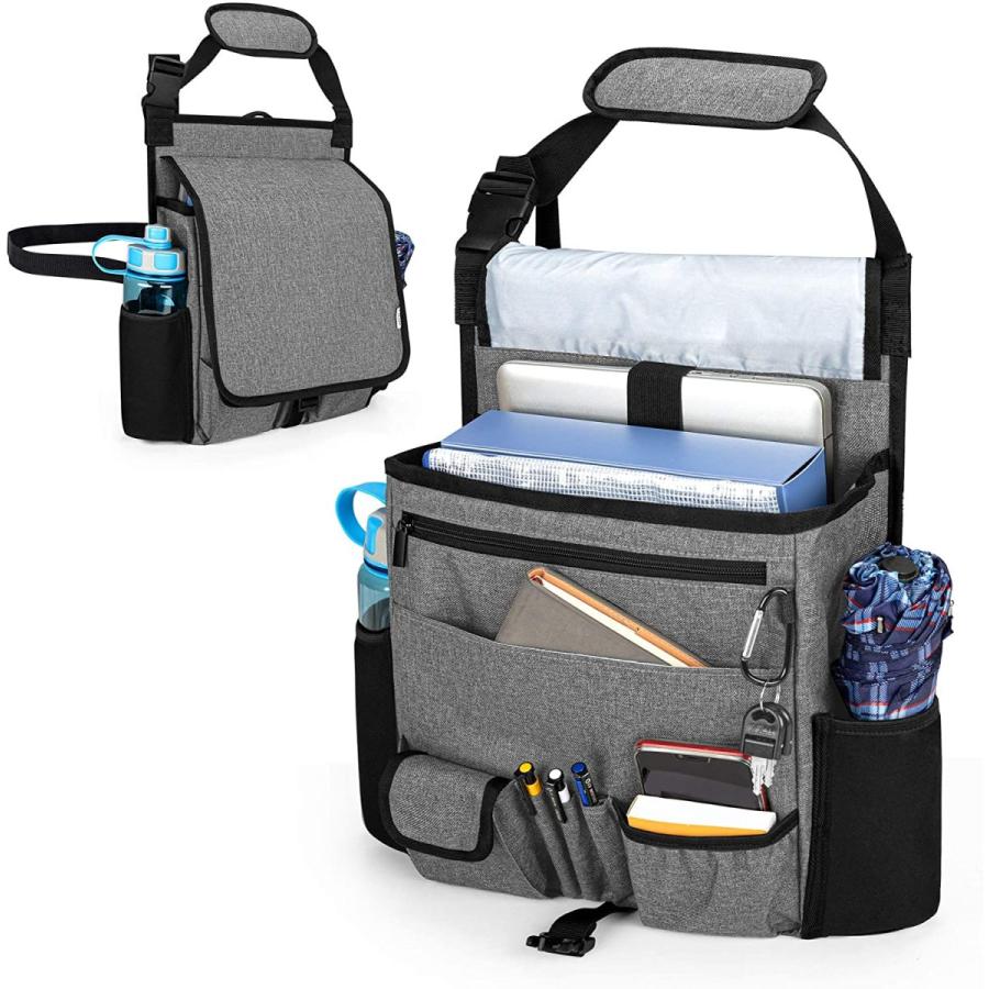 Luxja 車用収納ポケット 蓋付き 車 助手席 収納 多いポケット 持ち運びやすい 車用収納バッグ グレー その他タンク 燃料系パーツ Kitchenworksla Com