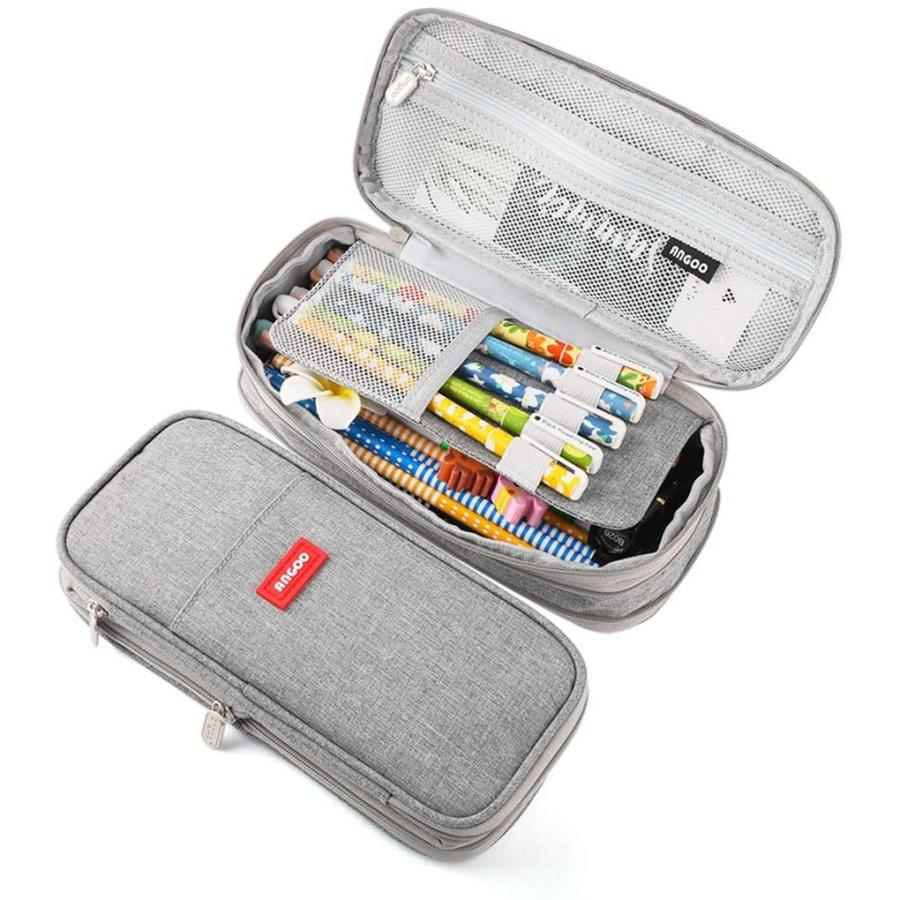 人気沸騰 Isuperb ペンケース ペンポーチ 筆箱 筆入れ デザイン 収縮でき 高校生 かわいい 中学生 人気 少女 女の子 シンプル ライトグレー