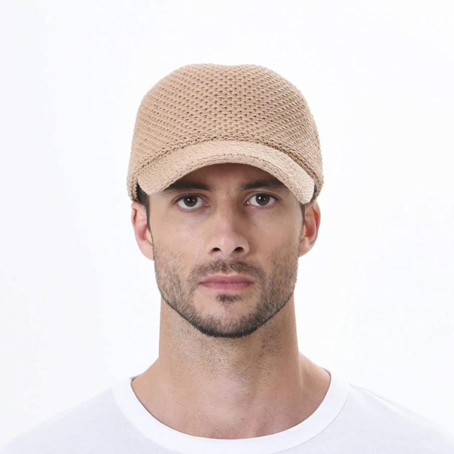 WITHMOONS 帽子 夏用涼しいペーパー素材メッシュキャップ サイズ調節可能 KR1960 (Beige)｜shopy858｜03
