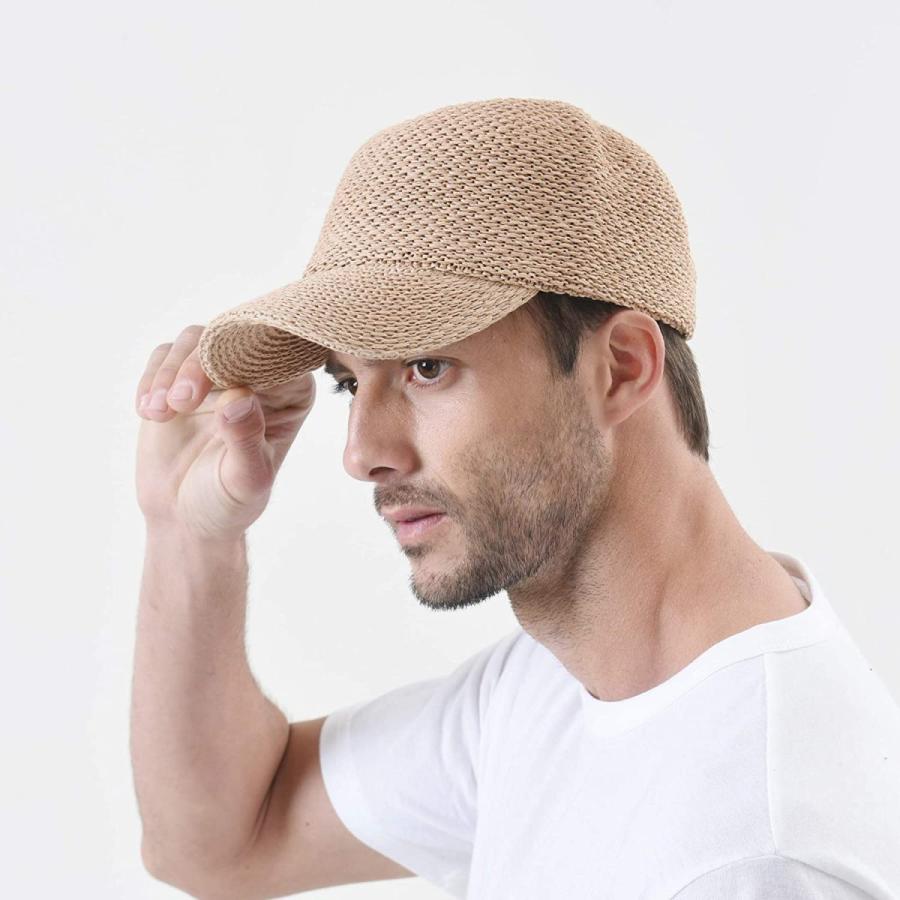 WITHMOONS 帽子 夏用涼しいペーパー素材メッシュキャップ サイズ調節可能 KR1960 (Beige)｜shopy858｜04