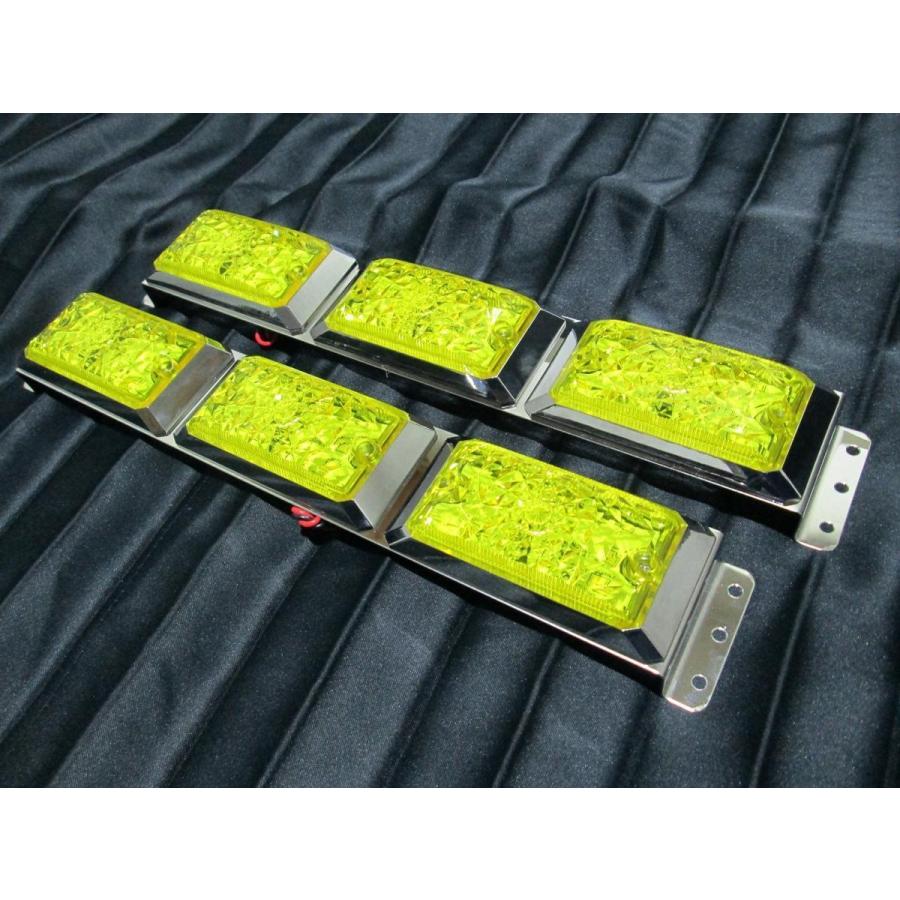 LED車高灯 激光シリーズ角BIG3連 イエロー 黄色 2個1セット トラック