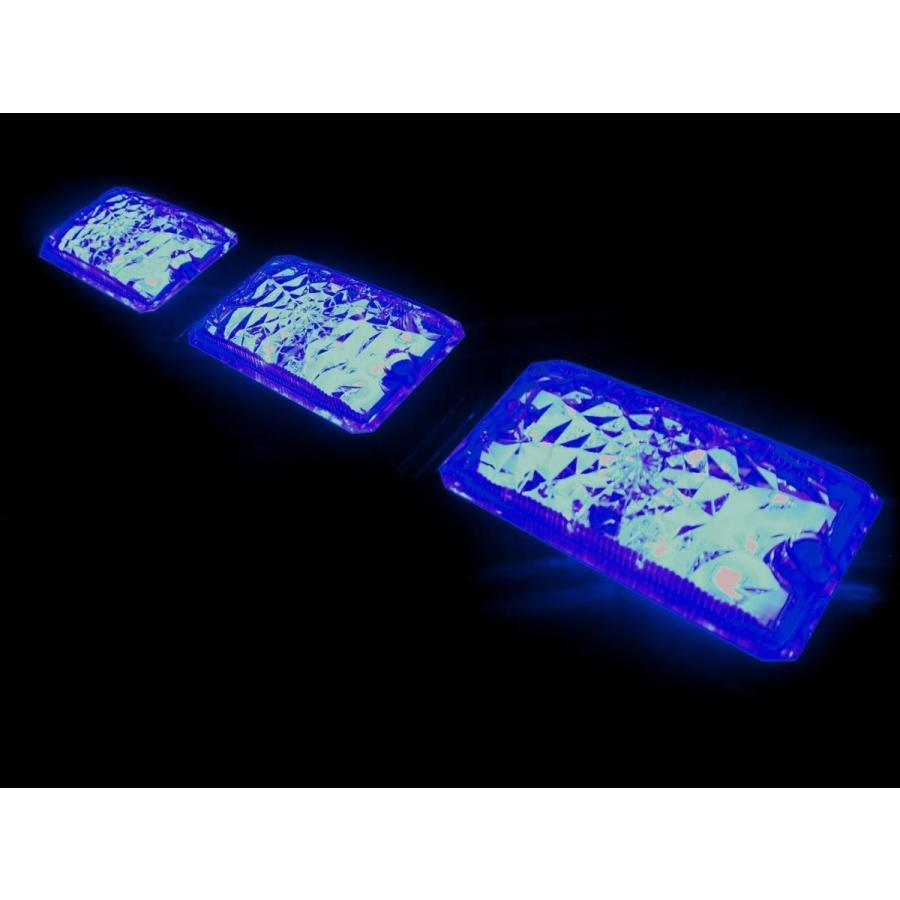 LED車高灯 激光シリーズ角BIG3連 ブルー 青 2個1セット トラック