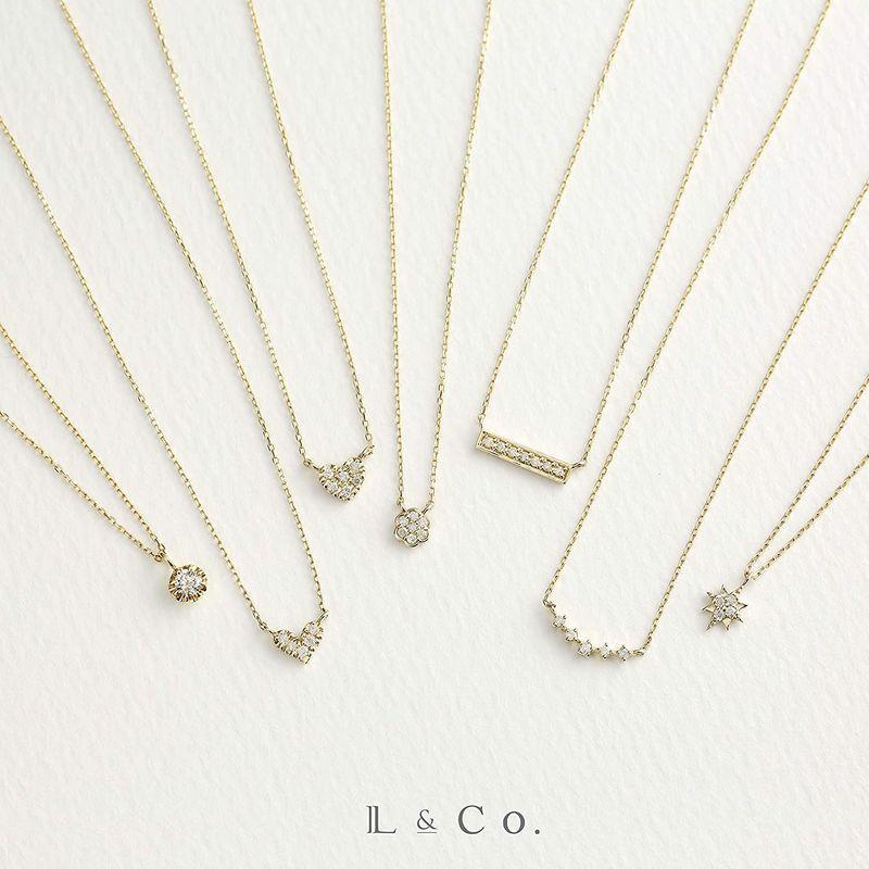 L&Co (エルアンドコー) ペーパーバッグ&ペーパーボックス付 K10 横並び ダイヤモンド ペンダント ネックレス 66-7605 エルアンドコー ペーパーバッグ&ペーパーボックス付 K10 横並び ダイヤモンド ペンダント ネックレス