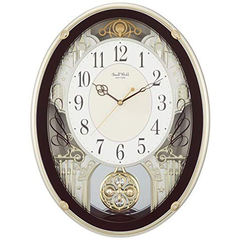 掛け時計 電波時計 からくり時計 メロディ付き スモールワールドプラウド ブラウン リズム(RHYTHM) 4MN523RH06
