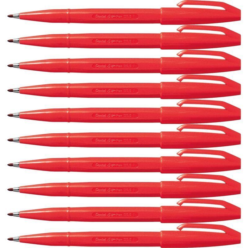 3周年記念イベントが ぺんてる 水性ペン サインペン S520-BD 赤 10本セット commerces.boutique