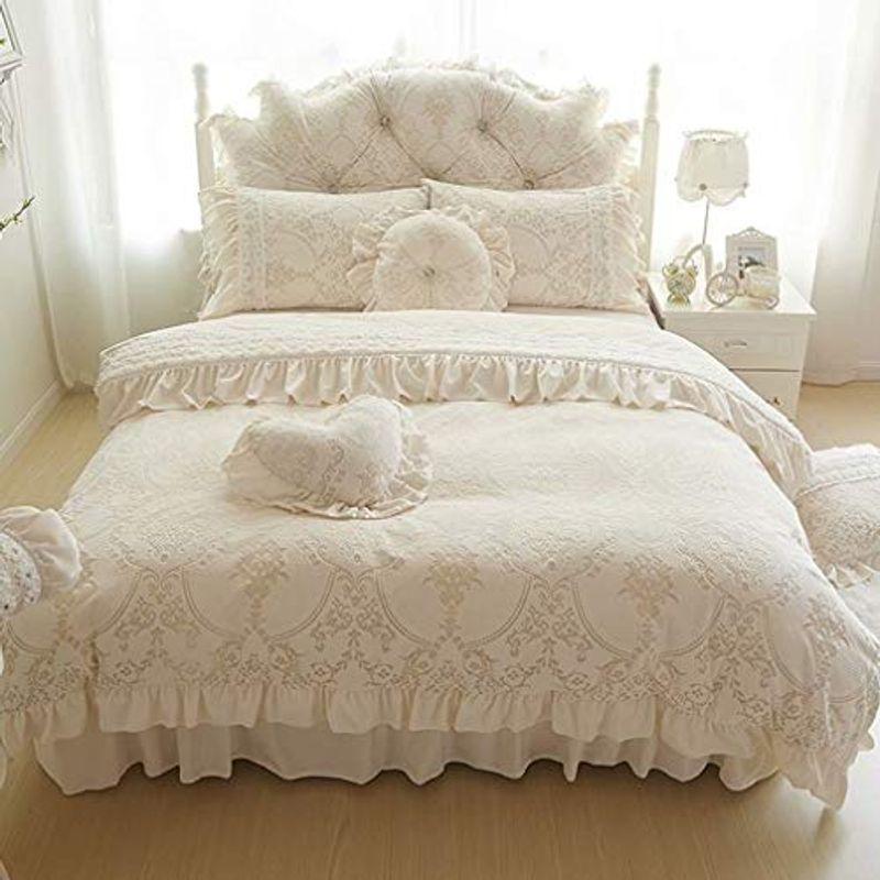 掛け布団カバー 3点セット 姫系 布団カバー シングル セミダブルベッド 洋式 可愛い 敷き布団カバー ホワイト 白 おしゃれ レース付き