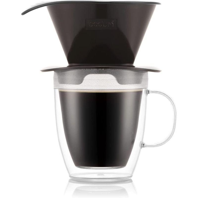 BODUM ボダム POUR OVER プアオーバー コーヒードリッパー (ステンレスメッシュフィルター) 付き ダブルウォールマグ 350