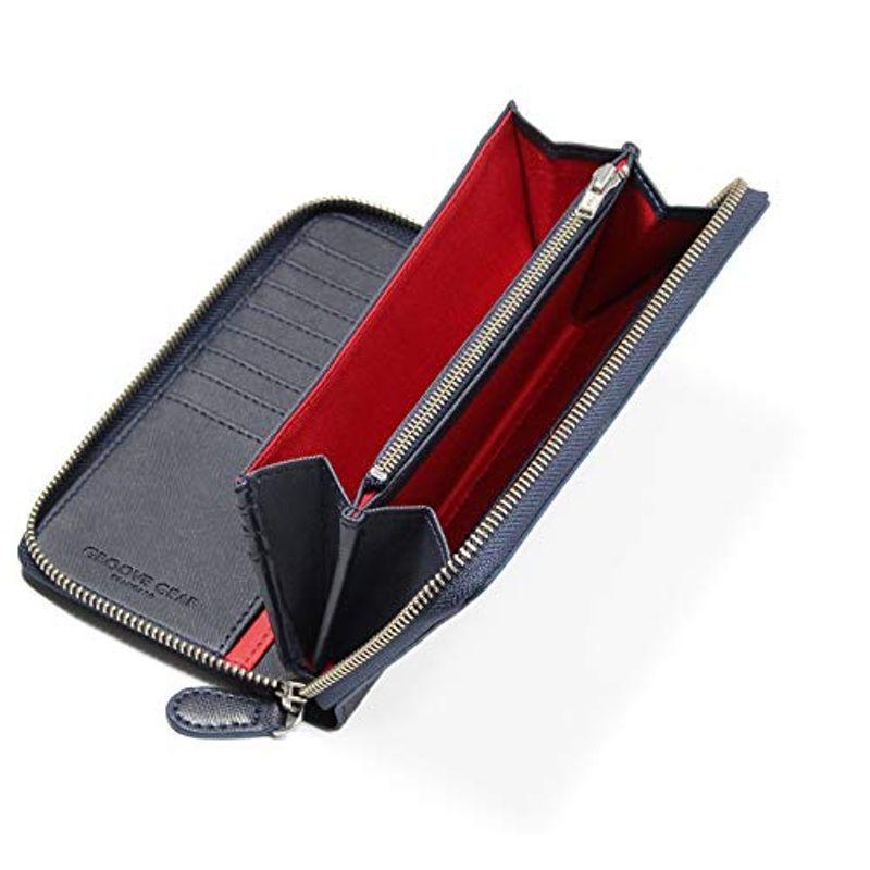 財布 メンズ 長財布 サフィアーノレザー ラウンドファスナー カード20枚収納 大容量 フルオープン 180度開く ggs-1014 (ネイ