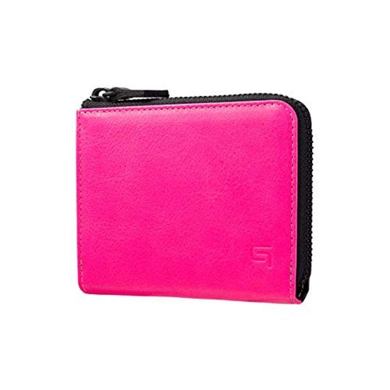 GRAMASL字ファスナー 財布 コンパクト Neon Pink/Black 本革 小銭入れ シュランケンカーフ コンパクト