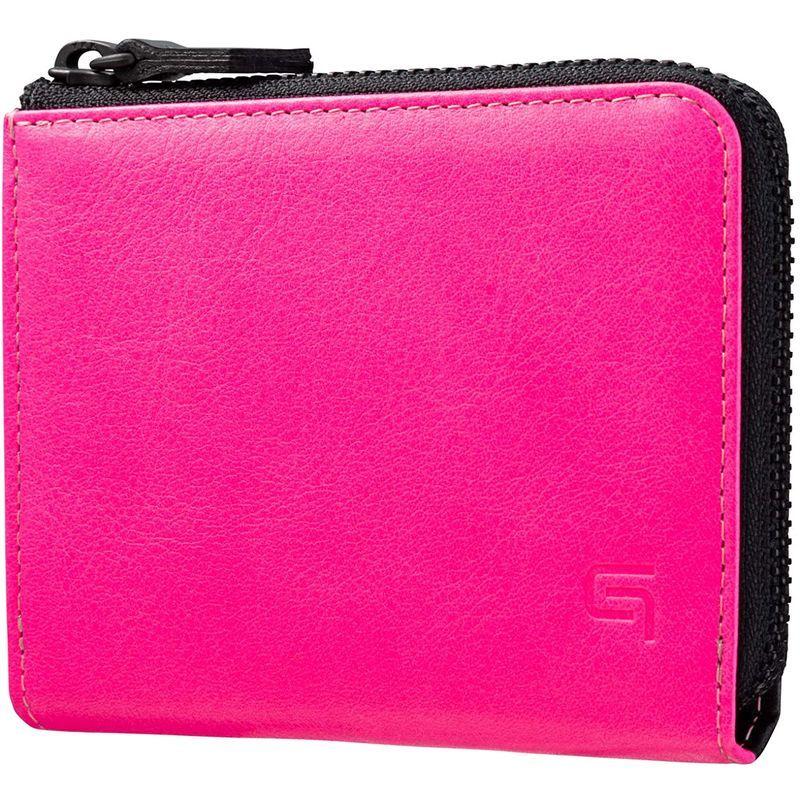 GRAMASL字ファスナー 財布 コンパクト Neon Pink/Black 本革 小銭入れ シュランケンカーフ コンパクト コンパクト 財布 Neon Pink/Black 本革 小銭入れ シュランケンカーフ