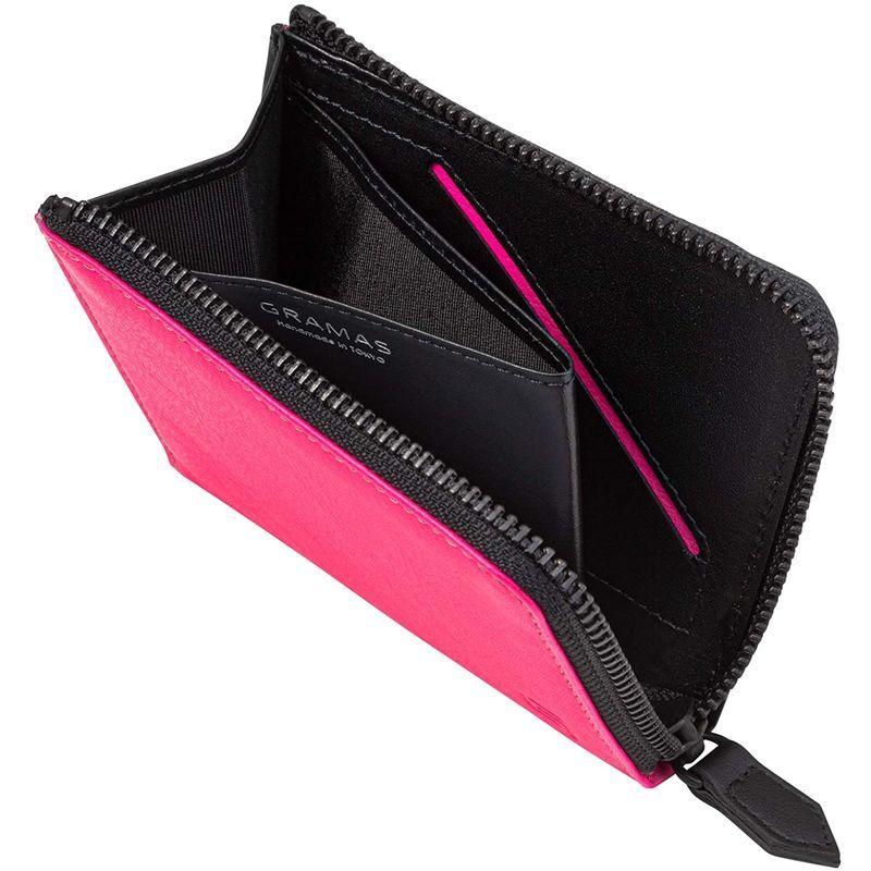 GRAMASL字ファスナー 財布 コンパクト Neon Pink/Black 本革 小銭入れ シュランケンカーフ コンパクト コンパクト 財布 Neon Pink/Black 本革 小銭入れ シュランケンカーフ