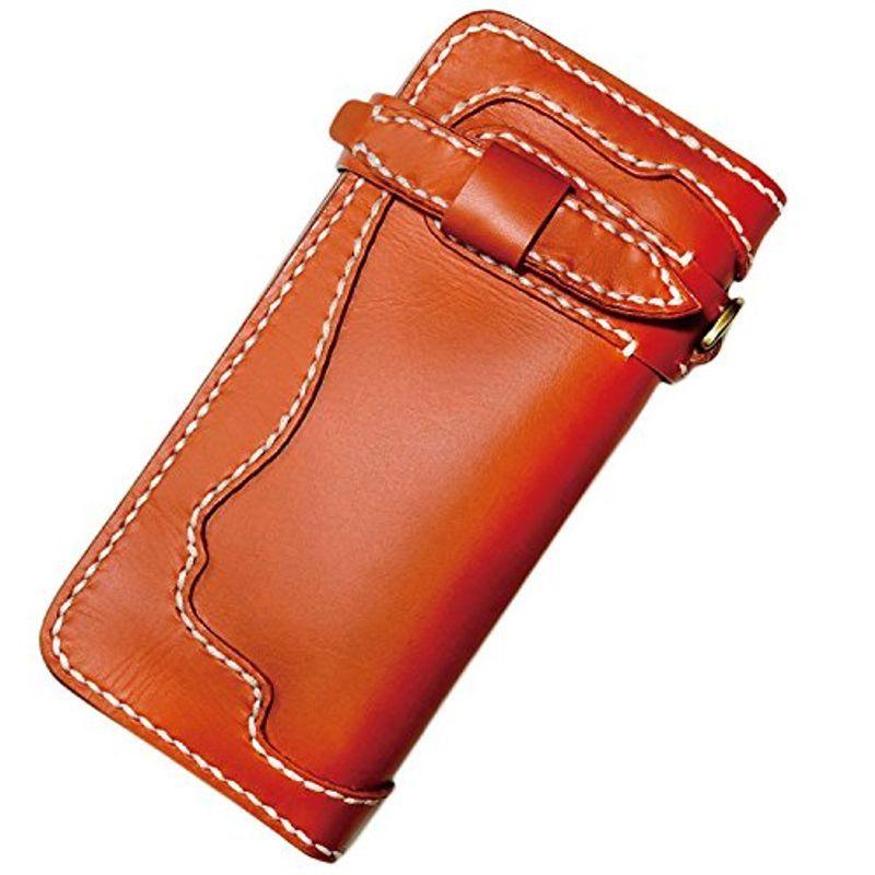 本革USA 手縫い ハンドメイド サドルレザー 長財布 ウォレット バイカー イタリアンレザー ;AMTHWA-003-OR