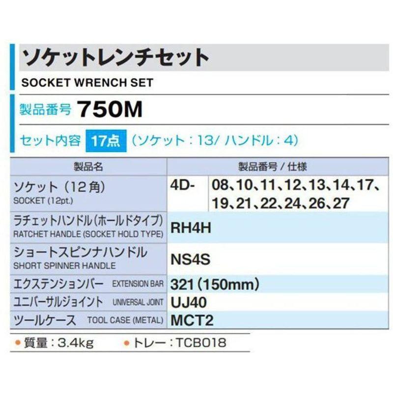 トネ(TONE) ソケットレンチセット 750M 差込角12.7mm(1/2