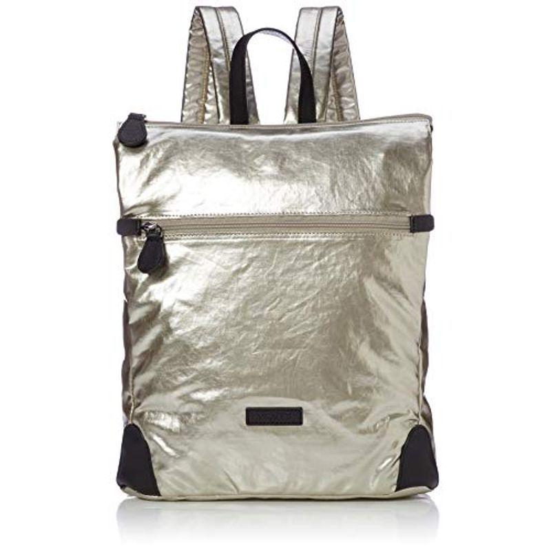 イザック ポリウレタン×カウレザー シンプルスクエアリュック Y92-04-04 ゴールド