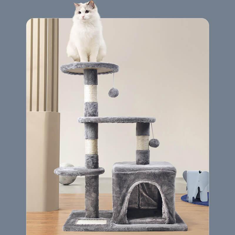 キャットタワー 据え置き 頑丈に作られ、組み立ても簡単！爪とぎ おしゃれ 遊び場 多頭飼い 運動不足解消 天然サイザル麻紐 登り降りしやすい 広いハンモック_1