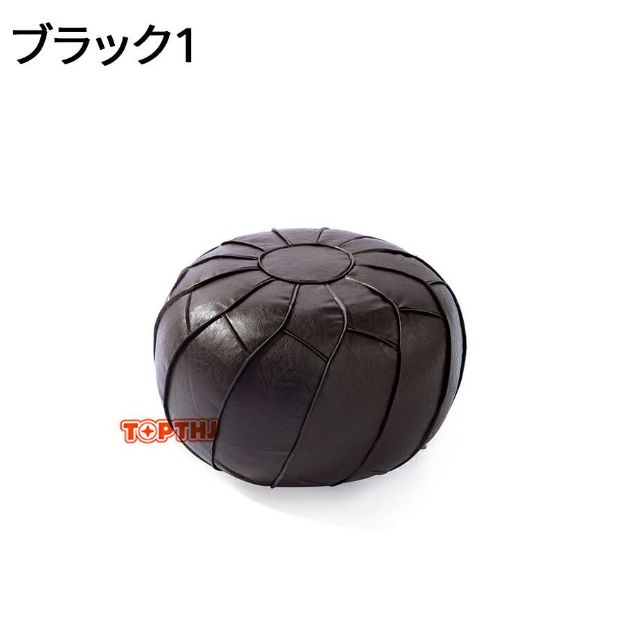 モロッコプフ ビンテージ　80年代　プフ　オットマン　ベニワレン　ブラック モロッコプフ モロッコスクエアプーフ スツール PUレザーカバー 詰め物