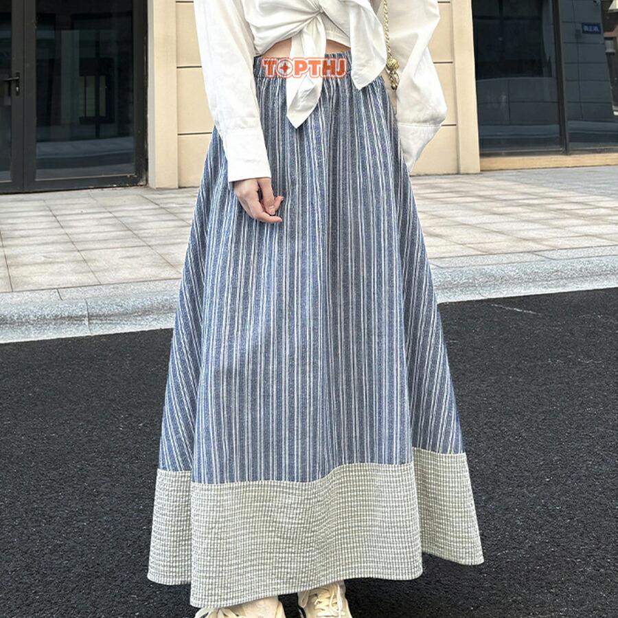 ロングスカート ストライプスカート マキシスカート レディース フレア