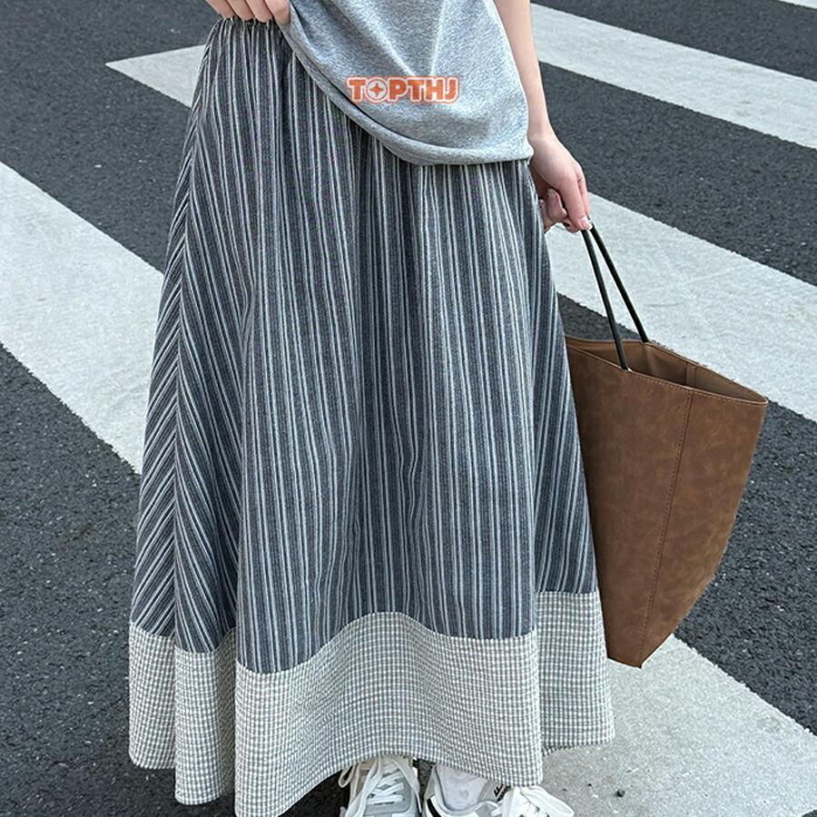 ロングスカート ストライプスカート マキシスカート レディース フレア