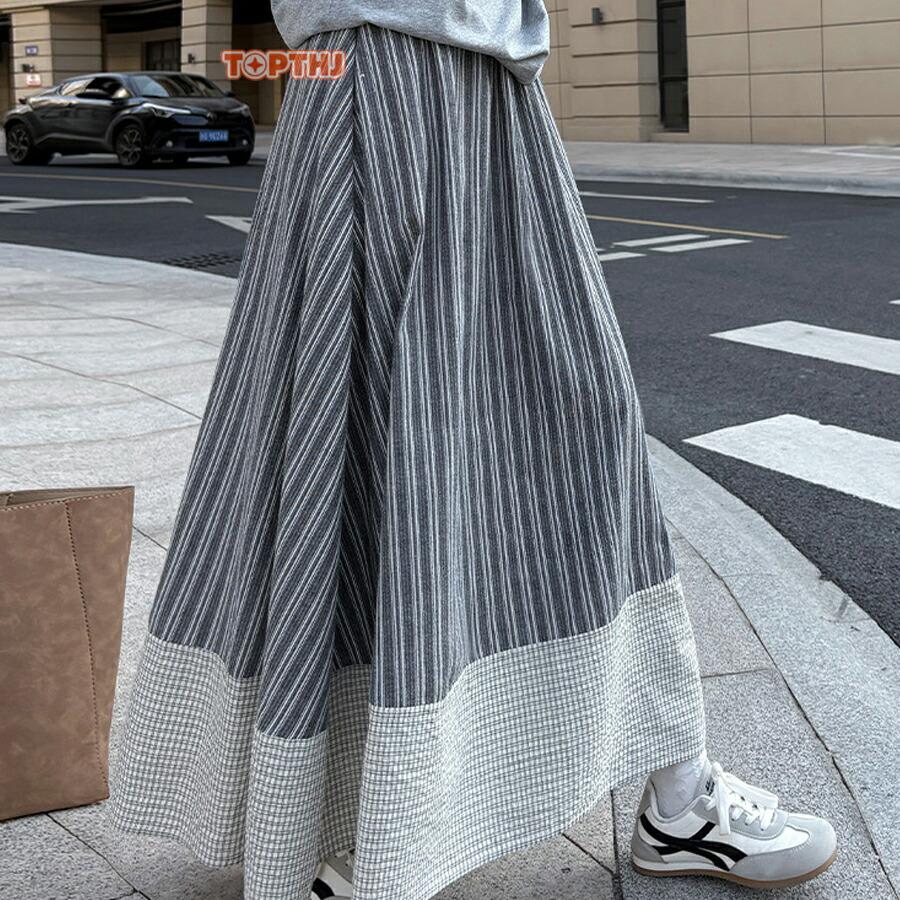 ロングスカート ストライプスカート マキシスカート レディース フレア