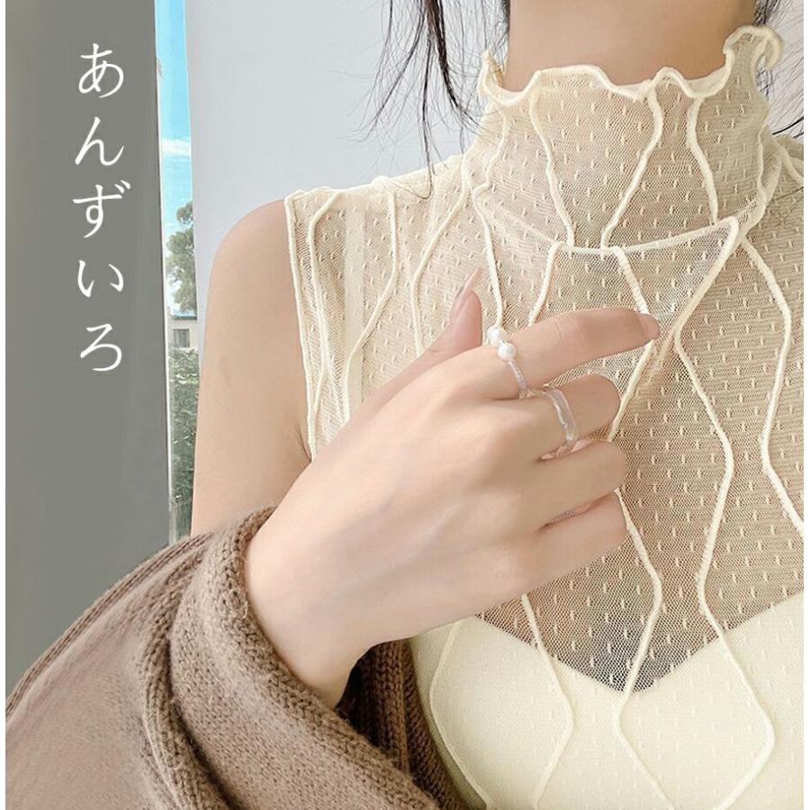 シアートップス ハイネック ノースリーブ タンクトップ インナー