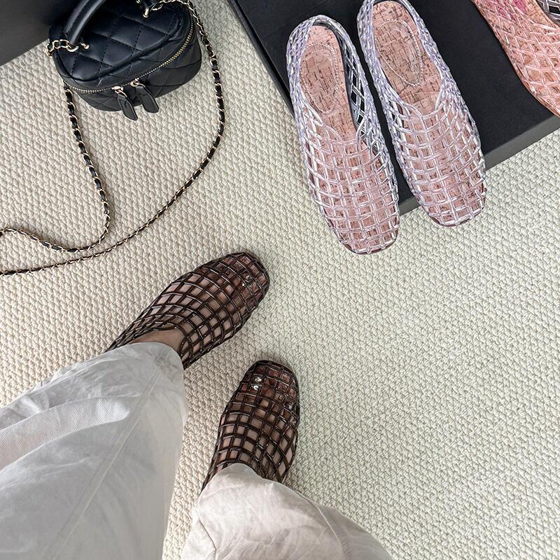 サンダル レディース クリア メッシュ ジェリーシューズ 軽量 柔軟