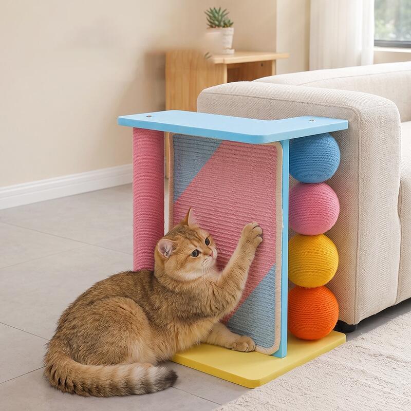 猫用爪とぎ サイドテーブル コーナー対応 L字型 サイザル麻 多面爪とぎ