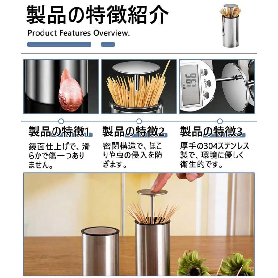 つまようじ入れ 楊枝入れ 爪楊枝ケース 綿棒ケース ステンレス製 押す