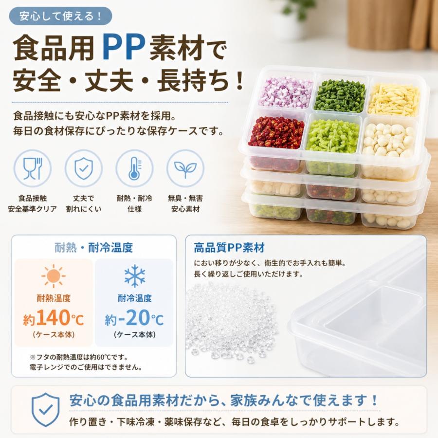 6個入れ薬味ケース2個 3個セット】冷凍保存容器 6分割 仕切り付き 作り置き 下味冷凍 薬味