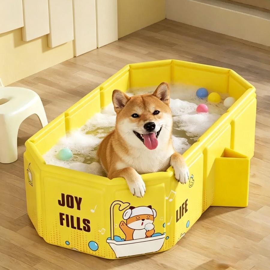 ペット用 折りたたみバスタブ 犬用 猫用 約78×45×30cm 小型犬 ペット