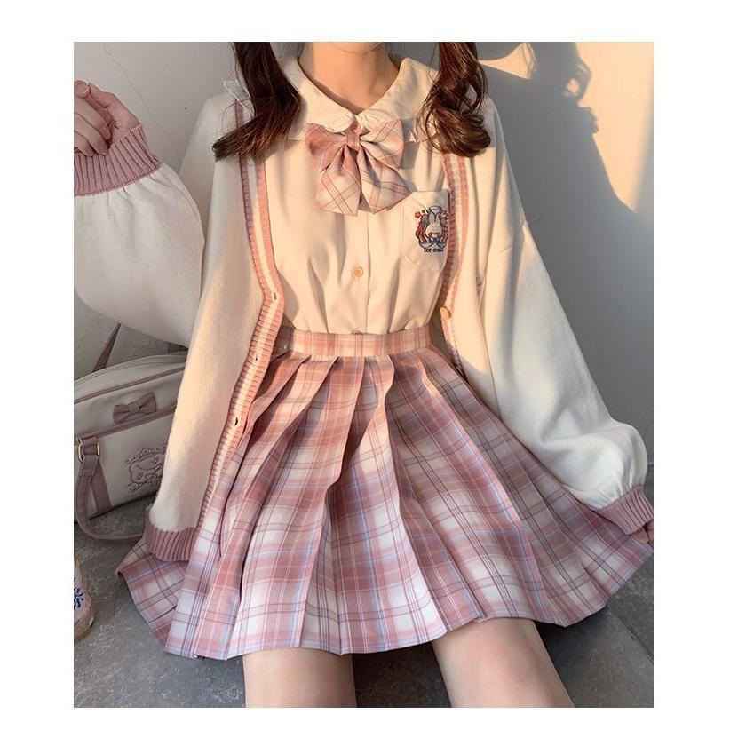 量産型 カーディガン レディース ニットプリーツスカート スクール