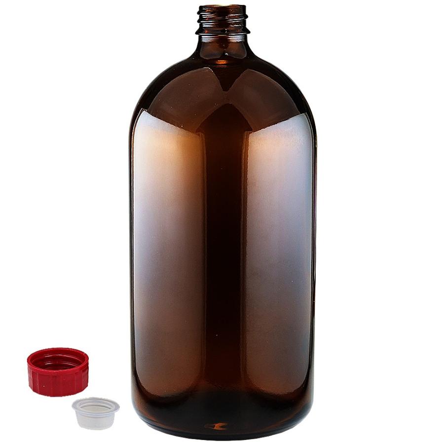 遮光瓶 中栓付 褐色 1000ml（1L）サイズ 詰め替え用ボトル ガラス瓶 空