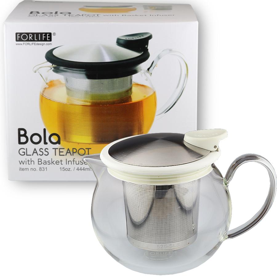 茶濾しフィルター付き ガラス製ティーポット Bola 444ml ガラスティーポット 耐熱ガラス おしゃれ 食器 ステンレス製フィルター付