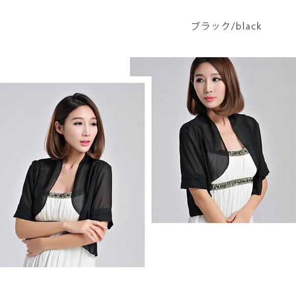 レディース ボレロジャケット シフォン パーティ シースルー 春