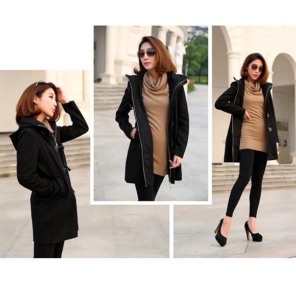 レディース ダッフル コート ミディアム丈 ウール フード付き 千鳥柄 羽織 防寒 着痩せ 秋冬 ch1600 |  | 12