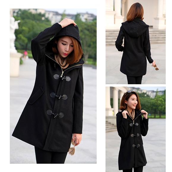 レディース ダッフル コート ミディアム丈 ウール フード付き 千鳥柄 羽織 防寒 着痩せ 秋冬 ch1600 |  | 13