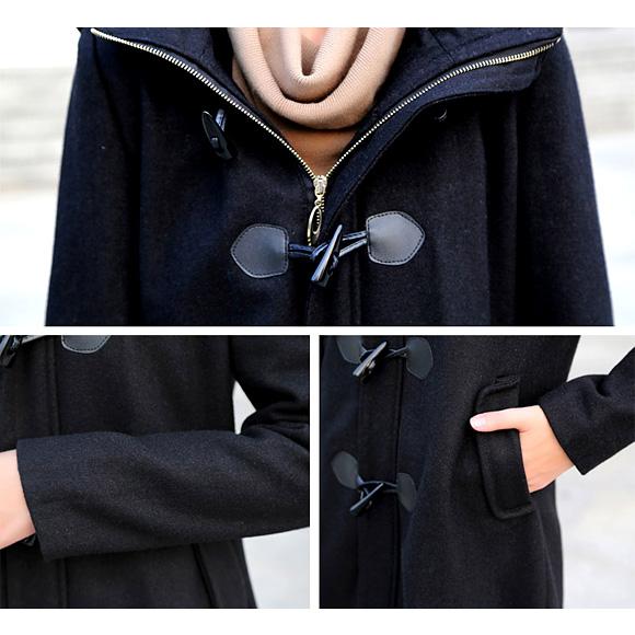 レディース ダッフル コート ミディアム丈 ウール フード付き 千鳥柄 羽織 防寒 着痩せ 秋冬 ch1600 |  | 14