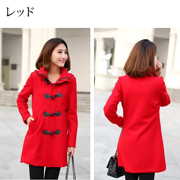 レディース ダッフル コート ミディアム丈 ウール フード付き 千鳥柄 羽織 防寒 着痩せ 秋冬 ch1600 |  | 15