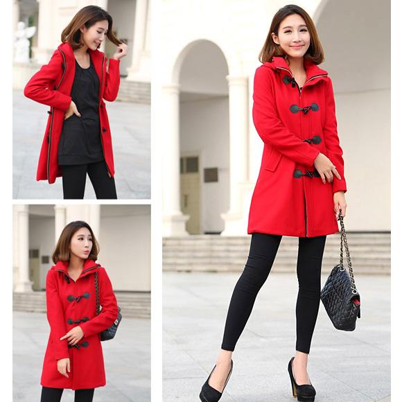 レディース ダッフル コート ミディアム丈 ウール フード付き 千鳥柄 羽織 防寒 着痩せ 秋冬 ch1600 |  | 16