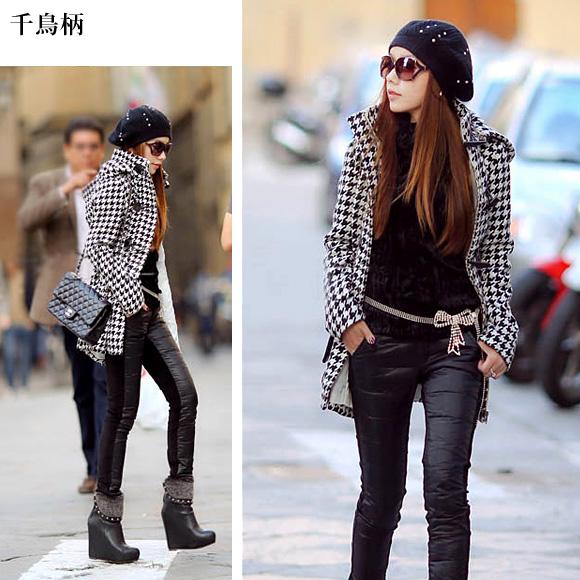 レディース ダッフル コート ミディアム丈 ウール フード付き 千鳥柄 羽織 防寒 着痩せ 秋冬 ch1600 |  | 08