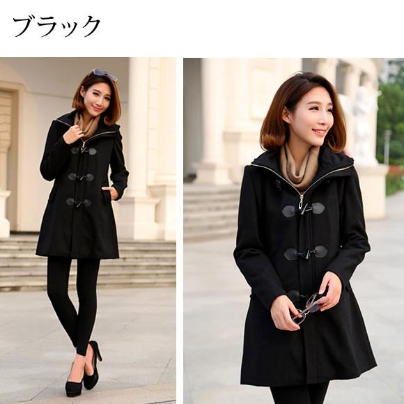 レディース ダッフル コート ミディアム丈 ウール フード付き 千鳥柄 羽織 防寒 着痩せ 秋冬 ch1600 |  | 11